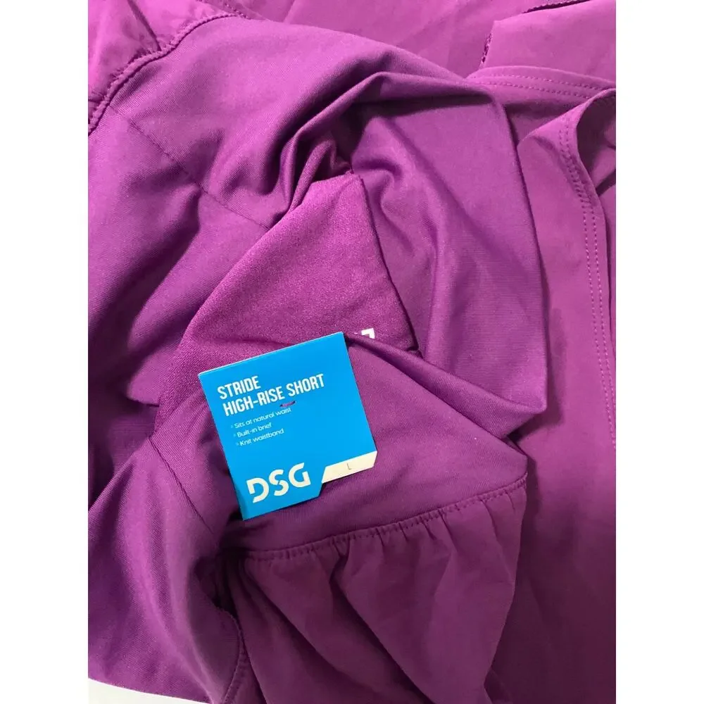 NWT DSG Girls Vibrant Violet Lightweight Knit Waistband Stride Shorts Size Large